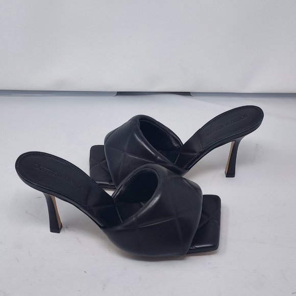 BOTTEGA VENETA Black Lido Square Toe Heeled Sandals - Picture 7 of 8